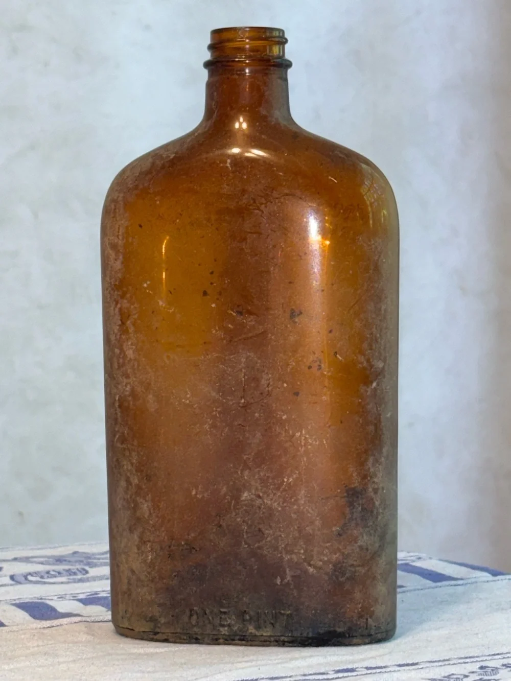 Vintage Amber glass prohibition Liquor Bottle